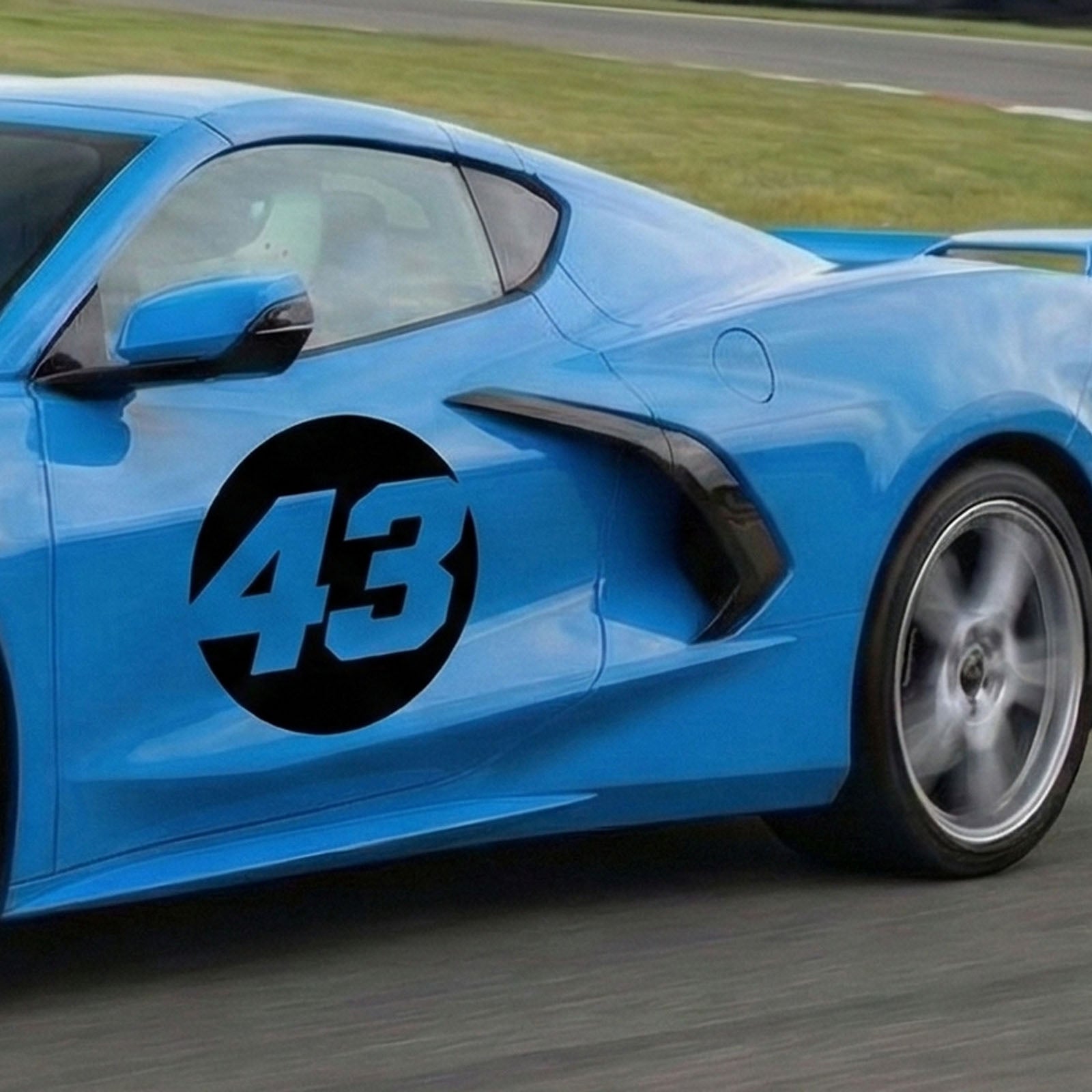 Solid Black Custom Hollow Racing Numbers - "Show-Through" Car Decals (Pair) - Style B - MC Motoparts