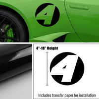 Solid Black Custom Hollow Racing Numbers - "Show-Through" Car Decals (Pair) - Style B - MC Motoparts
