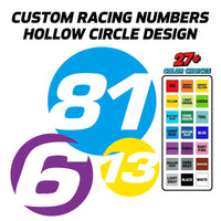 Solid Color Custom Hollow Racing Numbers - "Show-Through" Car Decals (Pair) - Style C