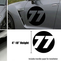 Solid Black Custom Hollow Racing Numbers - "Show-Through" Car Decals (Pair) - Style D - MC Motoparts