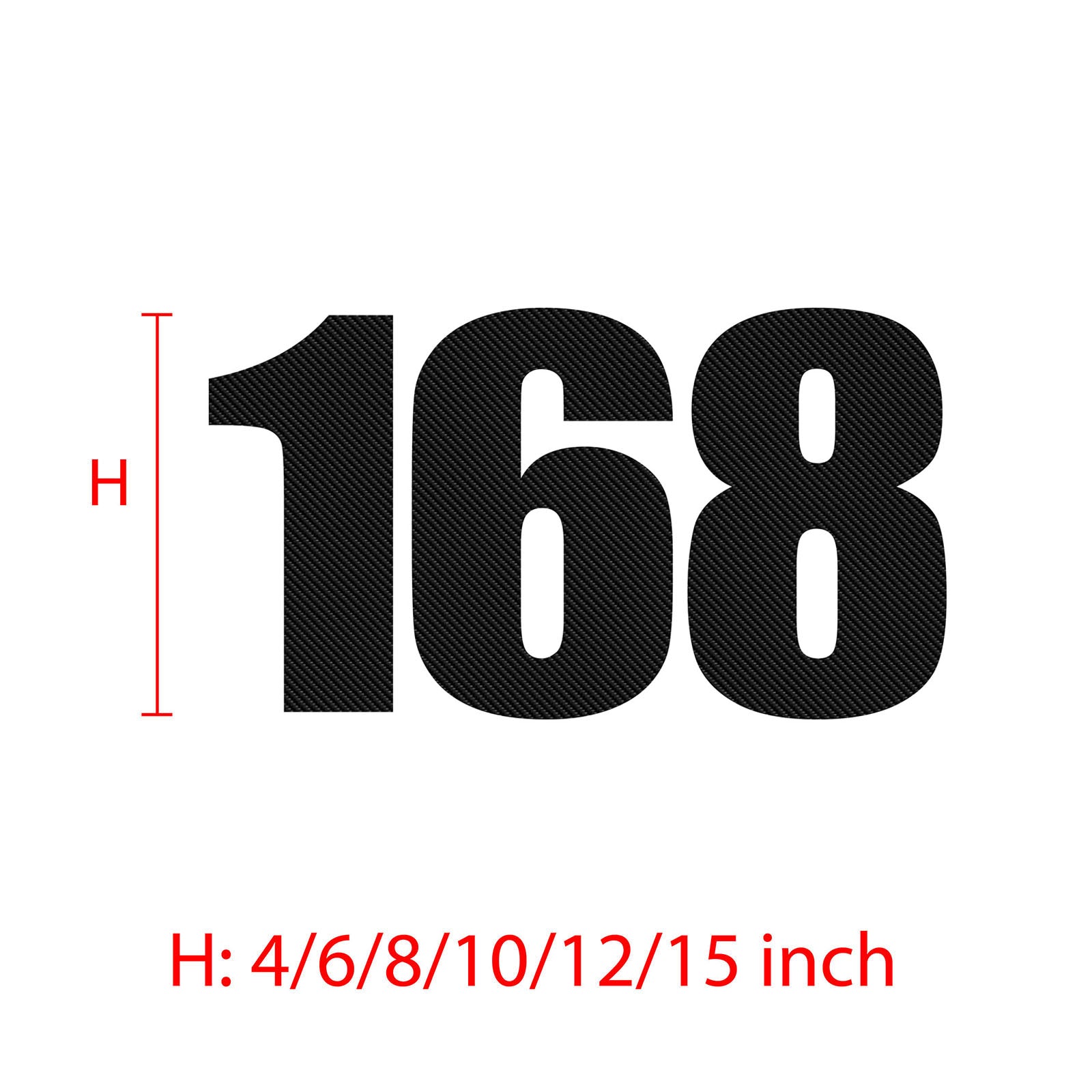 Custom Carbon Fiber Racing Number Stickers - Individual Cut Glossy Vinyl (2 sets) - MC Motoparts