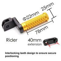 {Front}  Fits Harley Davidson Sportster Heritage 40mm Adjustable POLE Foot Pegs - MC Motoparts