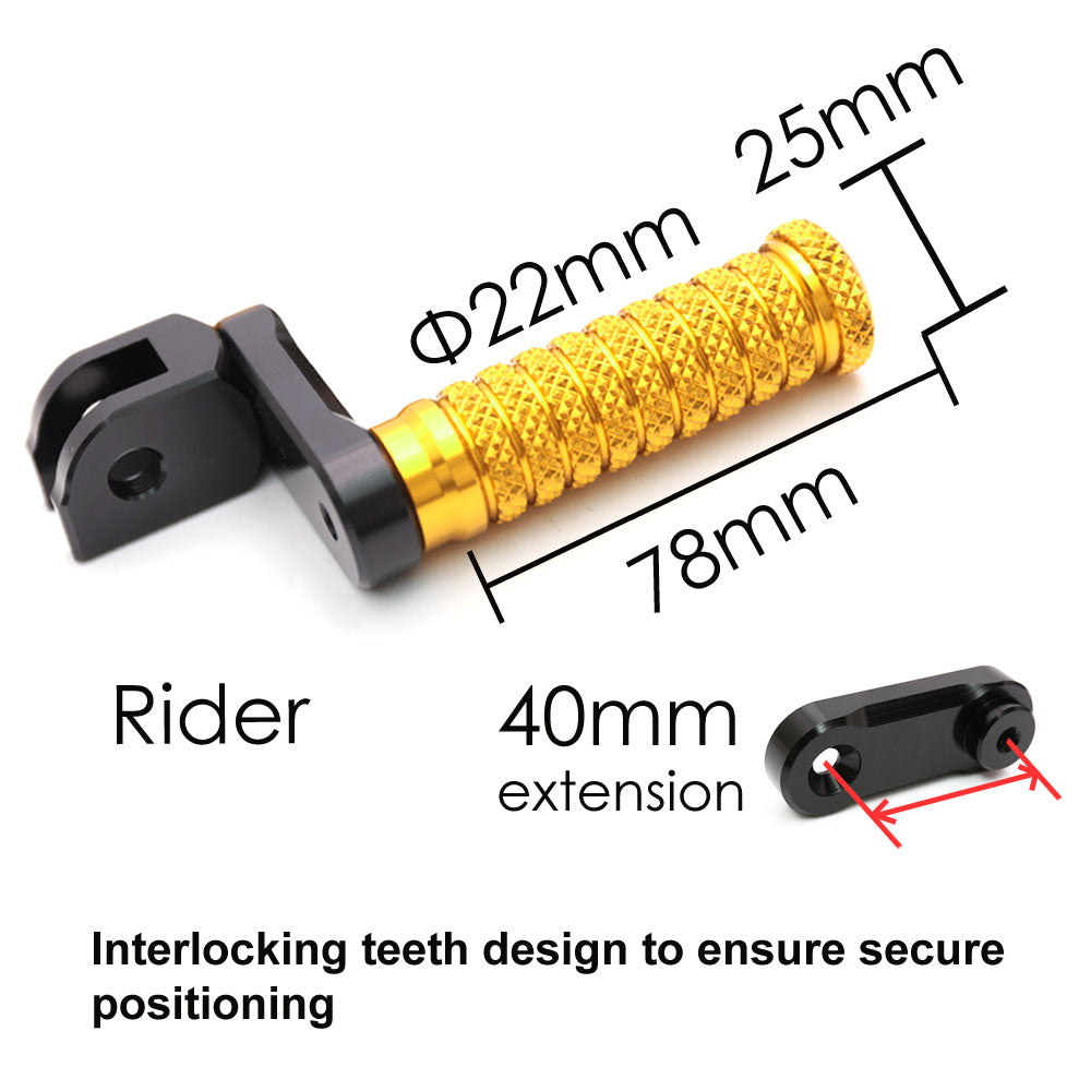 {Front}  Fits Moto Guzzi V9 V7 V100 40mm Adjustable POLE Foot Pegs - MC Motoparts