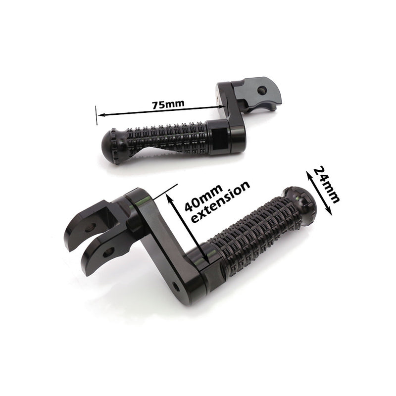 {Front}  Fits Moto Guzzi V9 V7 V100 BLACK SHADOW 40mm Extension Foot Pegs - MC Motoparts