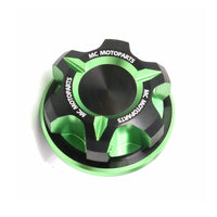 CNC aluminum oil filler cap for Triumph Tiger 1200, Daytona 900, Trident 660 motorcycle by MC Motoparts, with engraved branding.