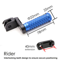 {Delantero} Se adapta a las clavijas de pie de poste ajustables Aprilia Shiver 900 SL750 de 25 mm