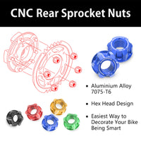 Fit Triumph Speed Triple 1050 Sprint SPOKE6 Billet M8 Rear Sprocket Nuts - MC Motoparts