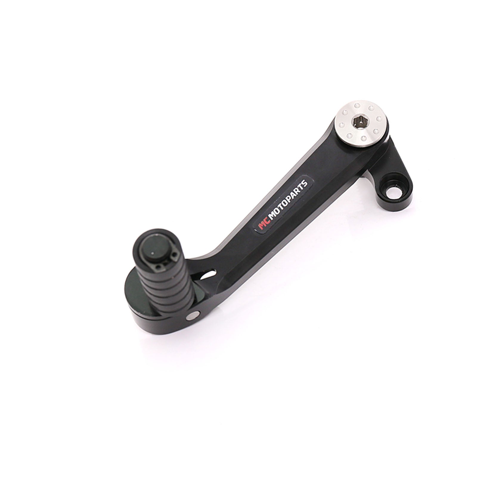 Black CNC shift lever for Ducati Monster 821 1200 S 2015-2018 by MC Motoparts with bolt, designed for precise gear shifting.