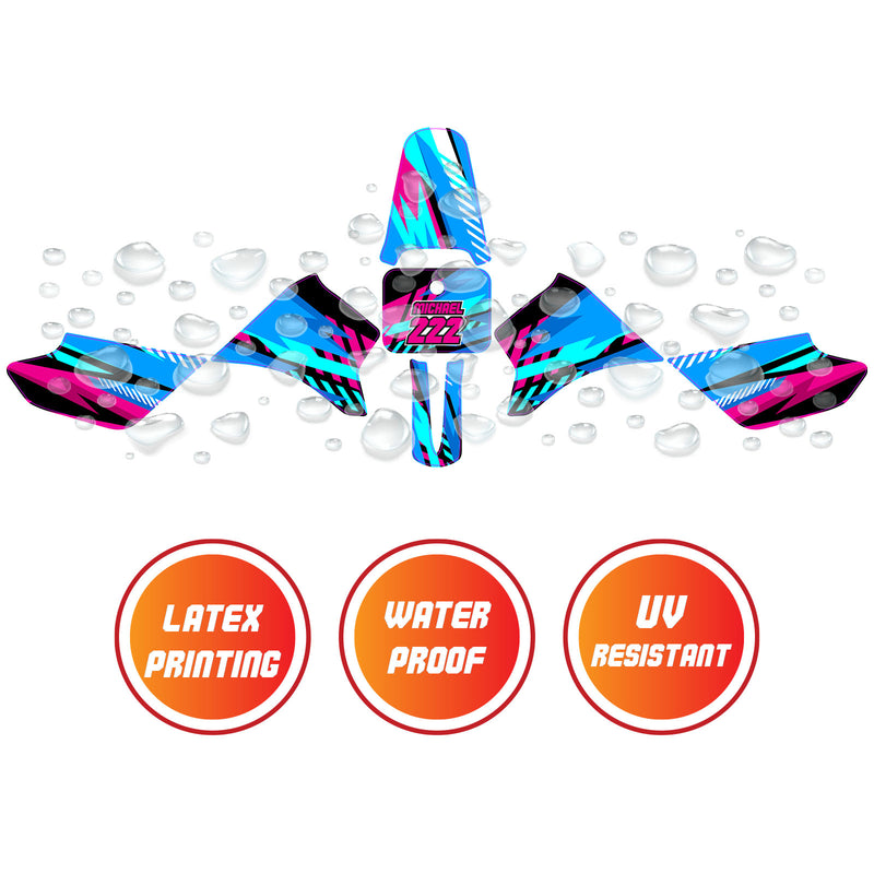 Graphic Kit Decals Fairing Sticker Custom Number For Razor MX350 MX400 - C002 Blue Geometric Burst