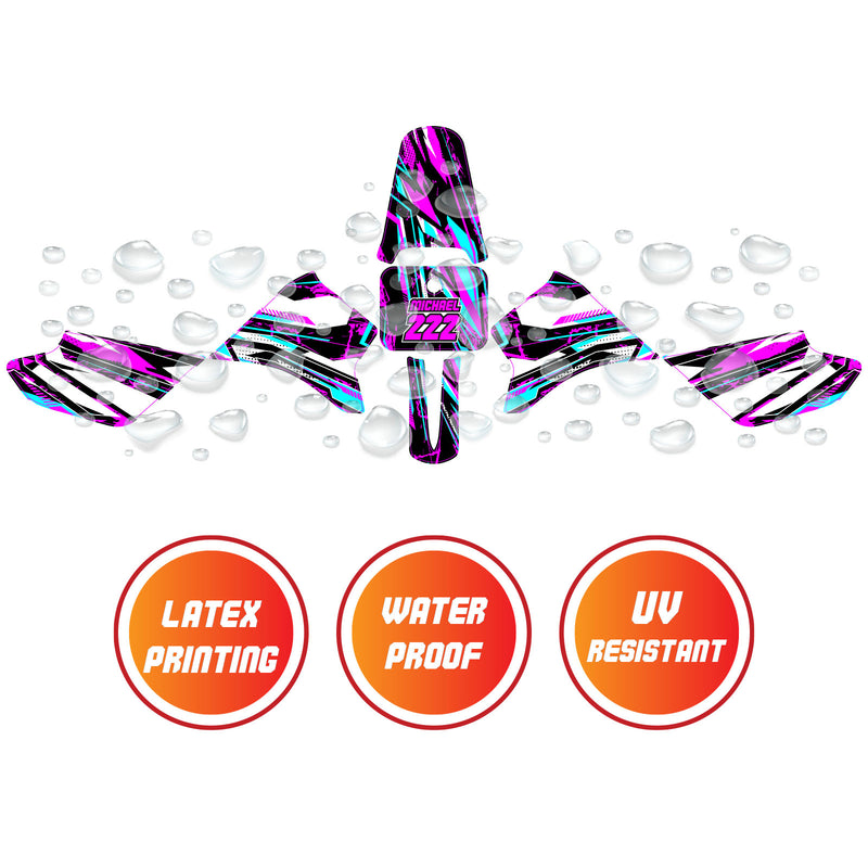 Graphic Kit Decals Fairing Sticker Custom Number For Razor MX350 MX400 - C003 Purple Geometric Burst