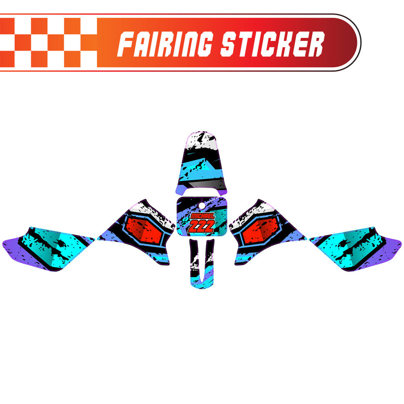 Graphic Kit Decals Fairing Sticker Custom Number For Razor MX350 MX400 - C009 Blue Pixel Burst