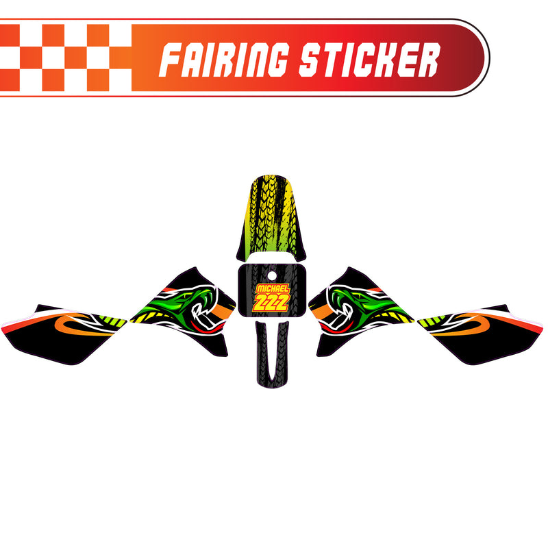 Graphic Kit Decals Fairing Sticker Custom Number For Razor MX350 MX400 - L002 Neon Serpent Skin