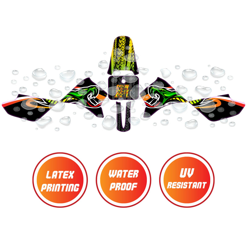 Graphic Kit Decals Fairing Sticker Custom Number For Razor MX350 MX400 - L002 Neon Serpent Skin