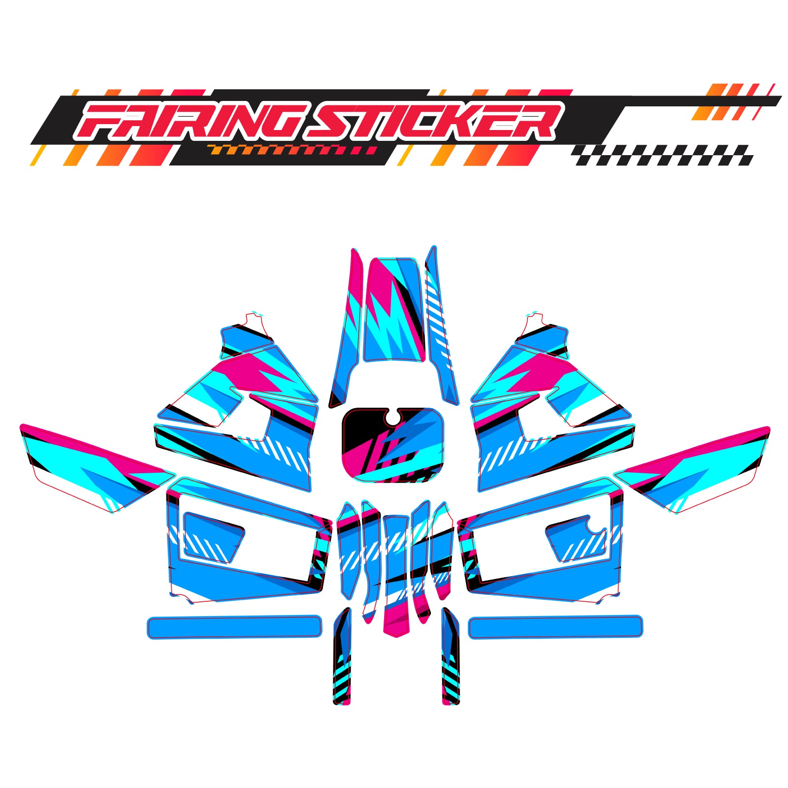 Graphic Kit Decals Fairing Sticker Custom Number For Razor MX350 MX400 (2021 or beyond) - C002 Blue Geometric Burst
