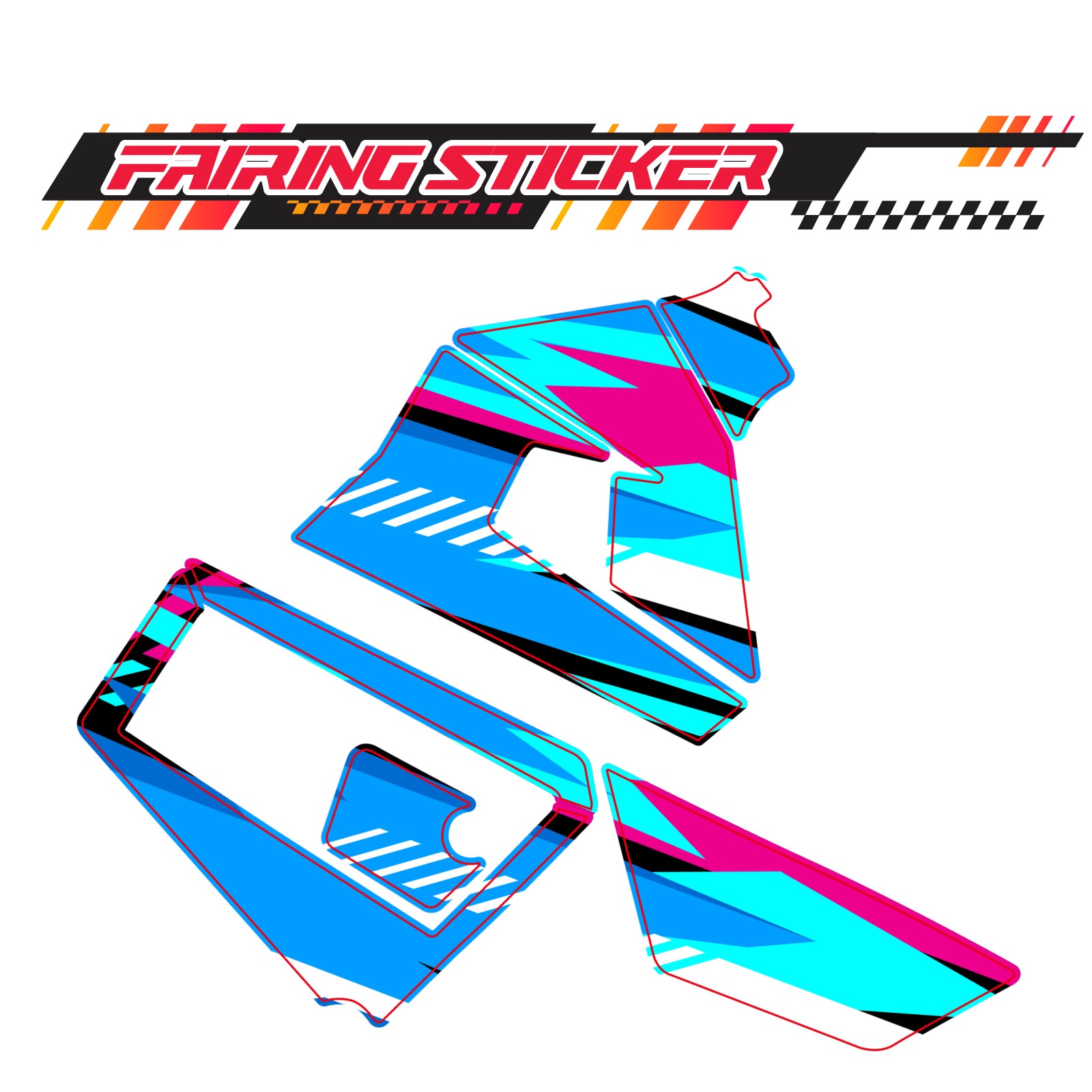 Graphic Kit Decals Fairing Sticker Custom Number For Razor MX350 MX400 (2021 or beyond) - C002 Blue Geometric Burst