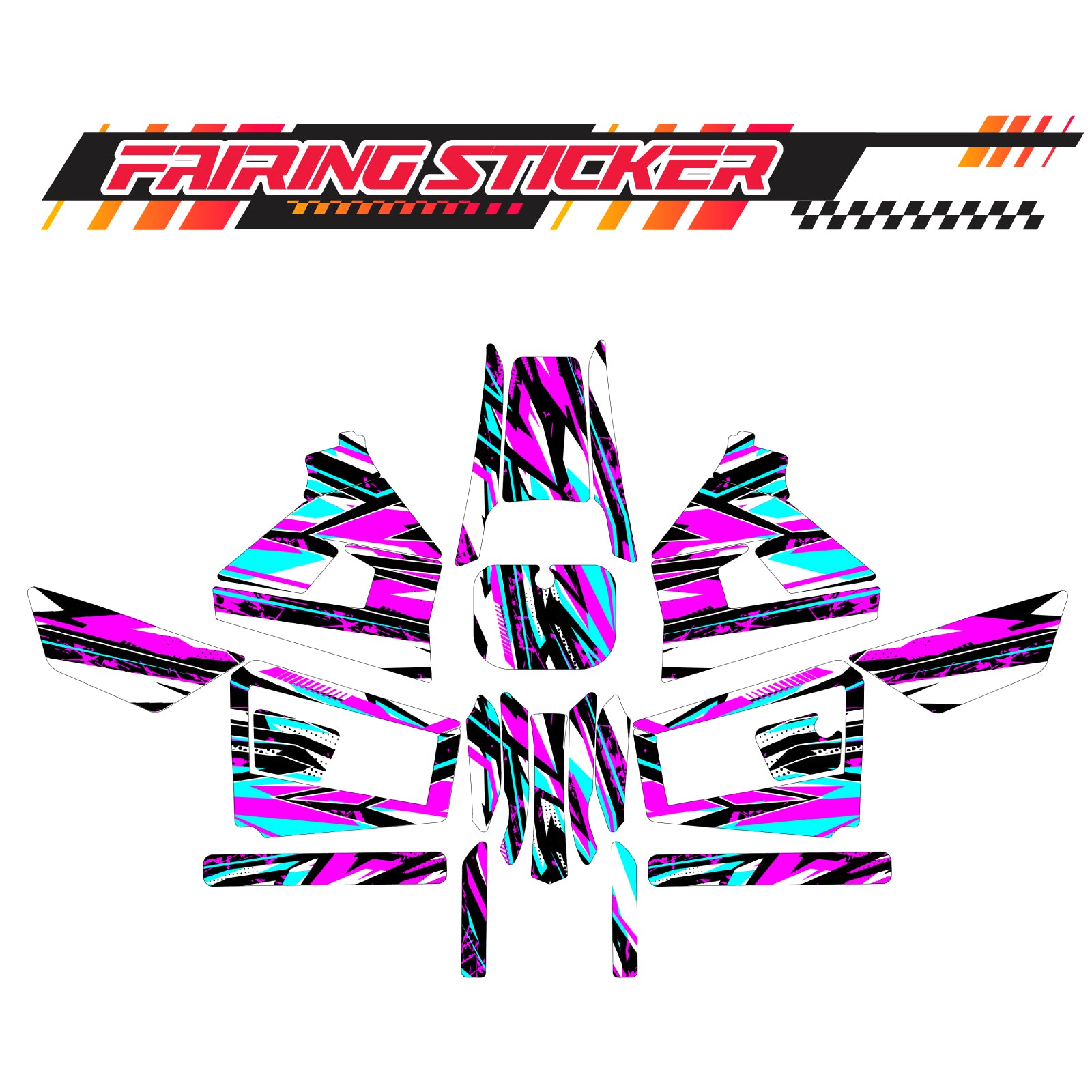 Graphic Kit Decals Fairing Sticker Custom Number For Razor MX350 MX400 (2021 or beyond) - C003 Purple Geometric Burst