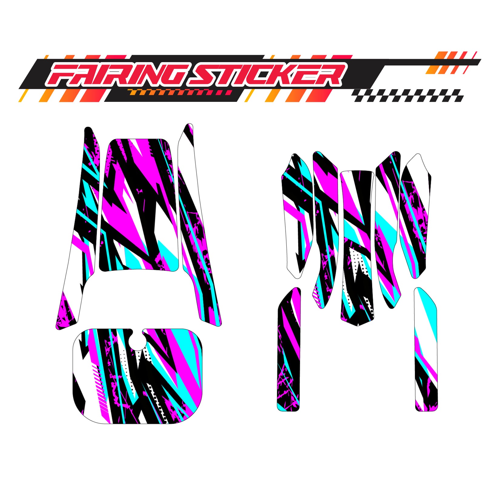 Graphic Kit Decals Fairing Sticker Custom Number For Razor MX350 MX400 (2021 or beyond) - C003 Purple Geometric Burst