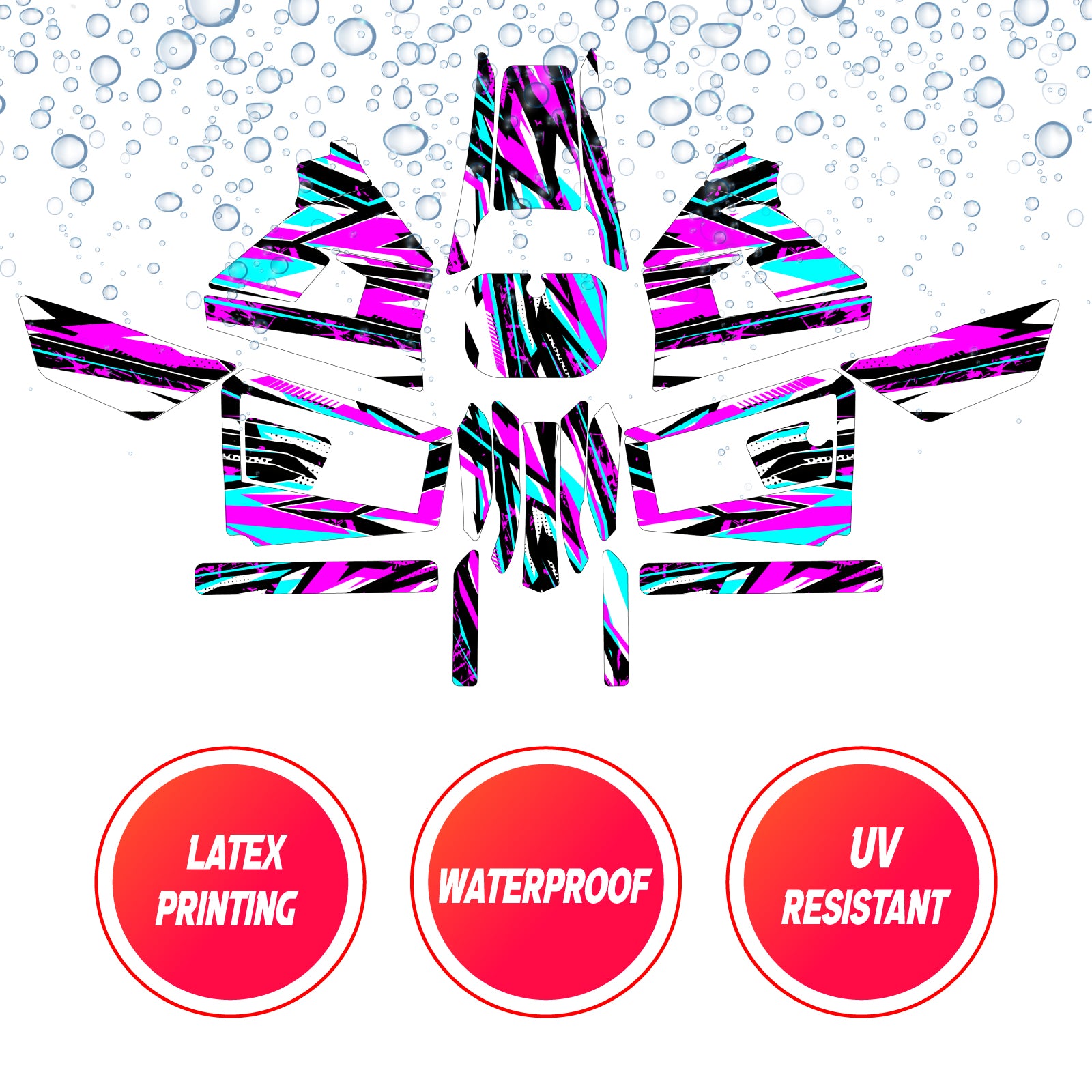 Graphic Kit Decals Fairing Sticker Custom Number For Razor MX350 MX400 (2021 or beyond) - C003 Purple Geometric Burst