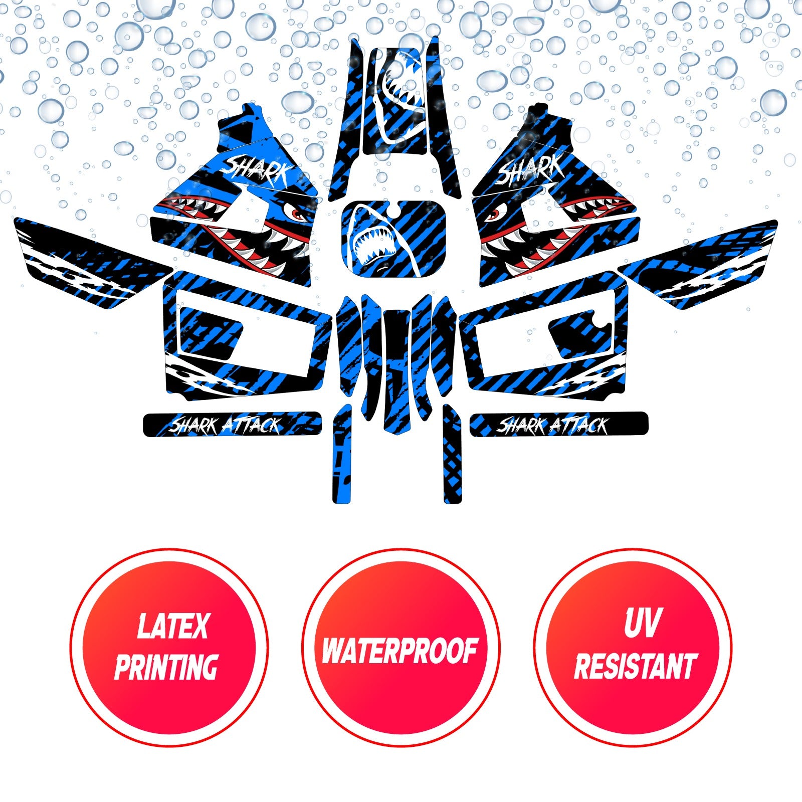 Graphic Kit Decals Fairing Sticker Custom Number For Razor MX350 MX400 (2021 or beyond) - LH001 Blue Shark