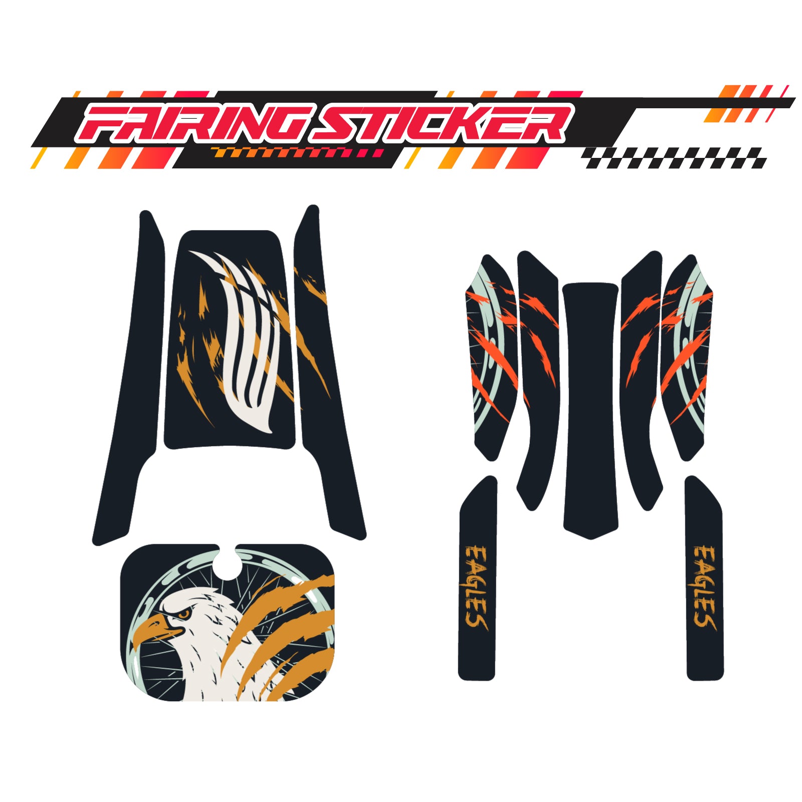 Graphic Kit Decals Fairing Sticker Custom Number For Razor MX350 MX400 (2021 or beyond) - LH002 Black Brown Eagle