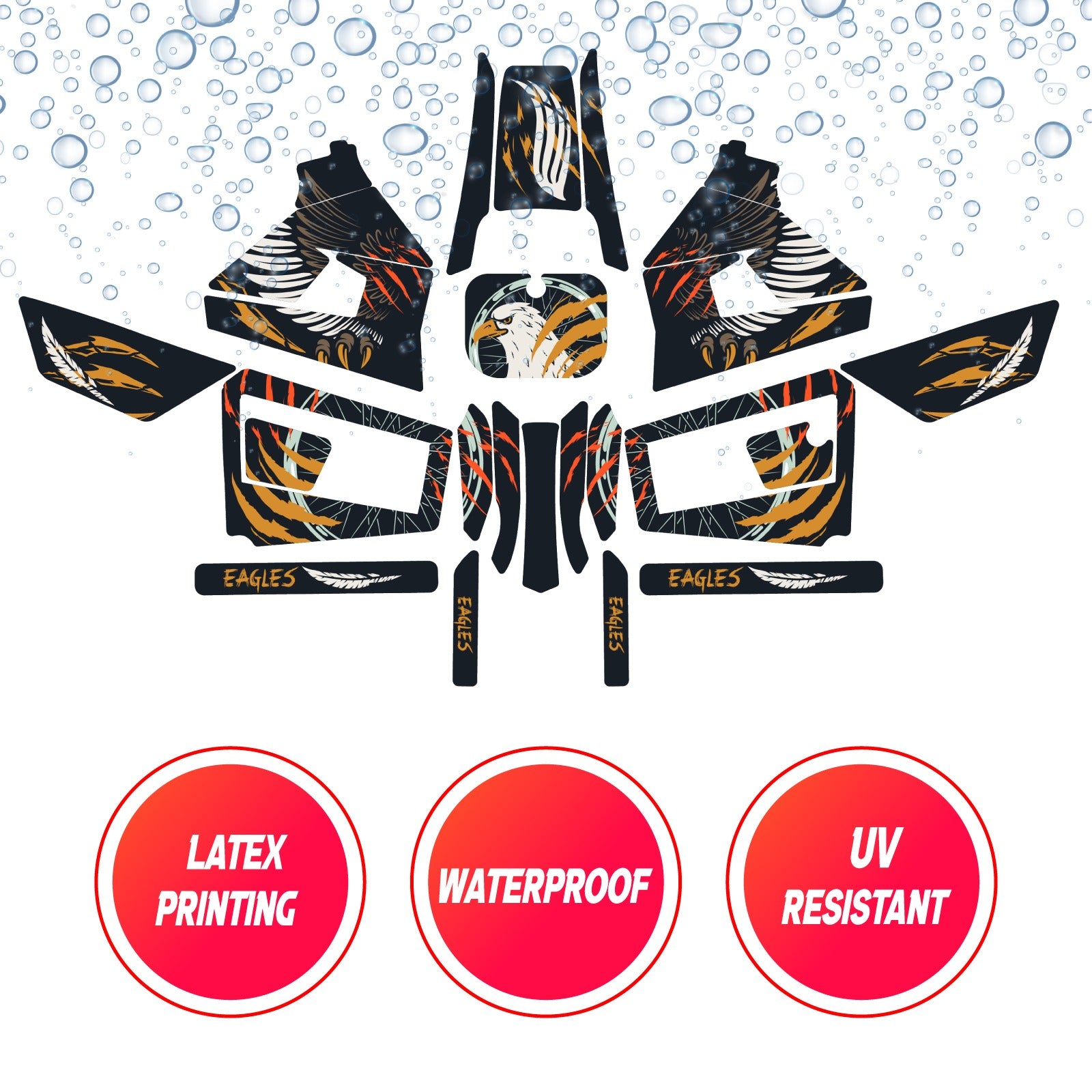Graphic Kit Decals Fairing Sticker Custom Number For Razor MX350 MX400 (2021 or beyond) - LH002 Black Brown Eagle