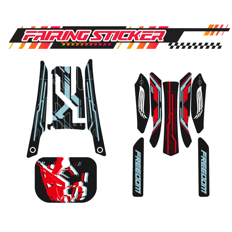 Graphic Kit Decals Fairing Sticker Custom Number For Razor MX350 MX400 (2021 or beyond) - LH004 Black Red Robot