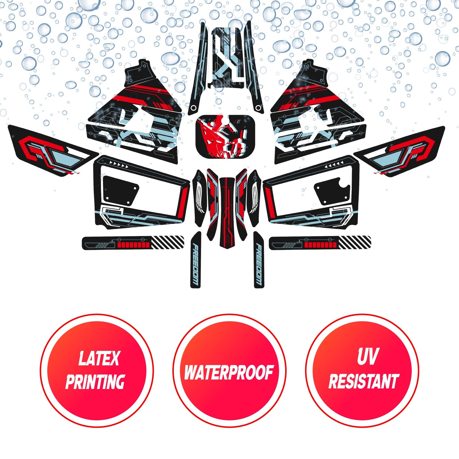 Graphic Kit Decals Fairing Sticker Custom Number For Razor MX350 MX400 (2021 or beyond) - LH004 Black Red Robot