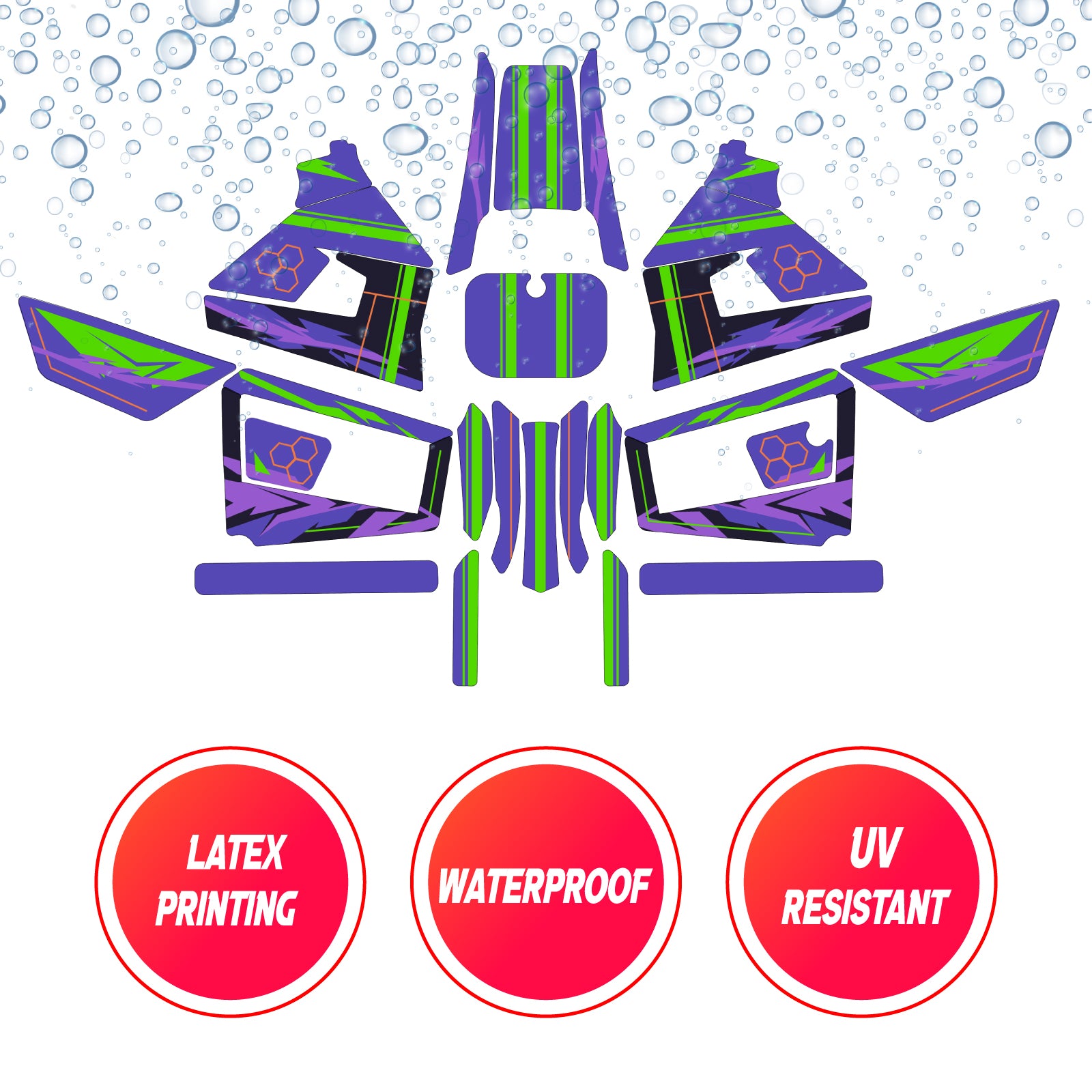 Graphic Kit Decals Fairing Sticker Custom Number For Razor MX350 MX400 (2021 or beyond) - LH005 Purple Green Robot