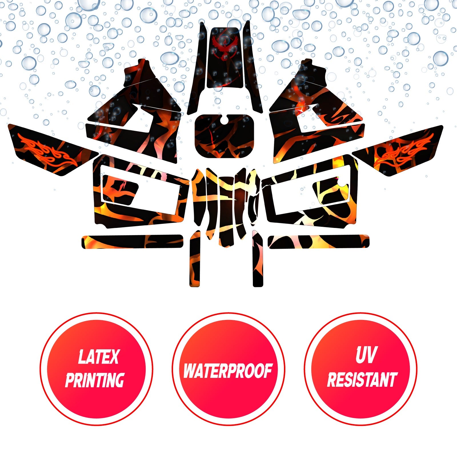 Graphic Kit Decals Fairing Sticker Custom Number For Razor MX350 MX400 (2021 or beyond) - LH008 Red Mythical Bird