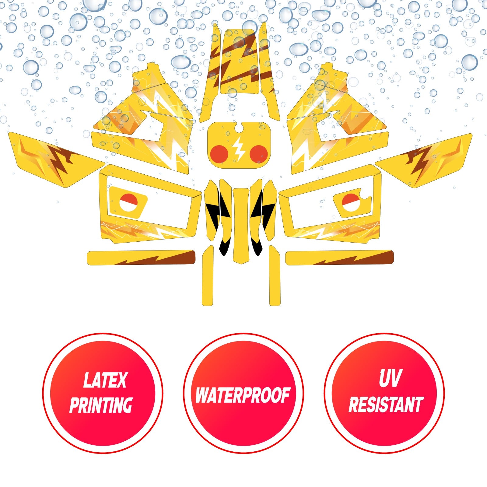 Graphic Kit Decals Fairing Sticker Custom Number For Razor MX350 MX400 (2021 or beyond) - LH009 Yellow Power