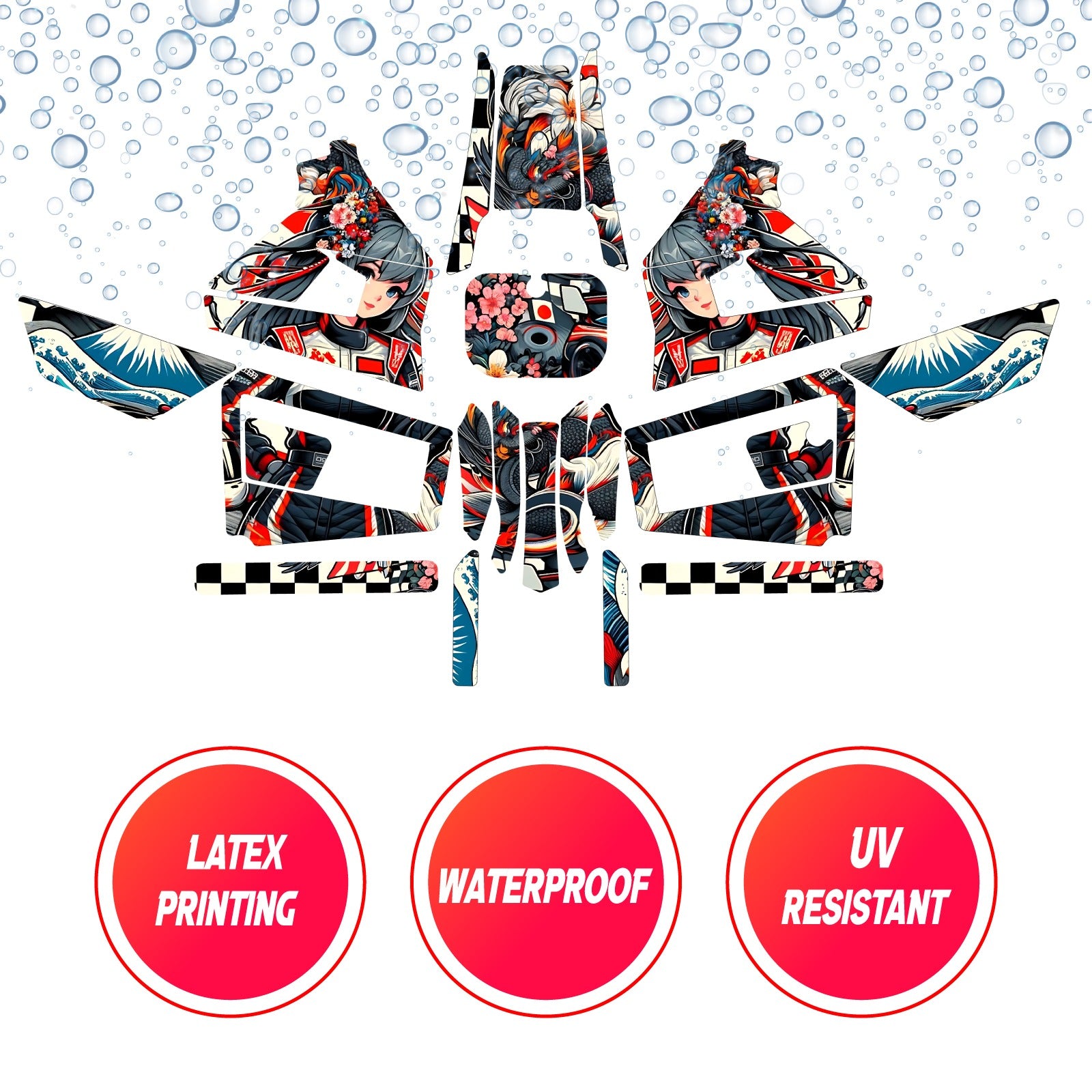 Graphic Kit Decals Fairing Sticker Custom Number For Razor MX350 MX400 (2021 or beyond) - LH010 Anime Racing Girl