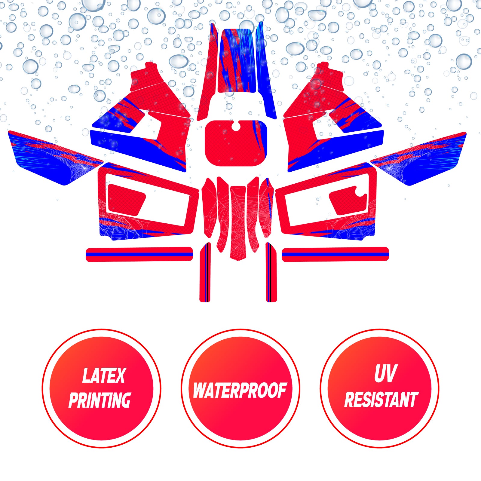 Graphic Kit Decals Fairing Sticker Custom Number For Razor MX350 MX400 (2021 or beyond) - LH014 Red blue Spider Web
