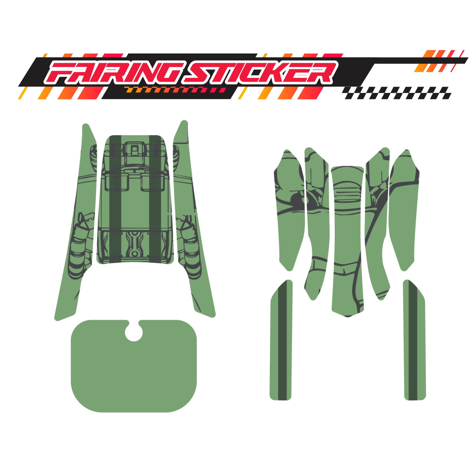 Graphic Kit Decals Fairing Sticker Custom Number For Razor MX350 MX400 (2021 or beyond) - LH015 Green Robot