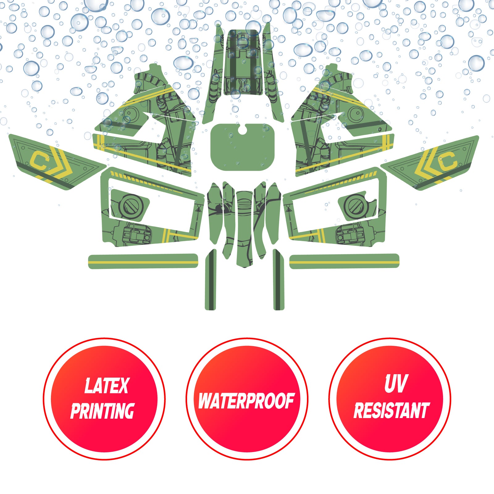 Graphic Kit Decals Fairing Sticker Custom Number For Razor MX350 MX400 (2021 or beyond) - LH015 Green Robot