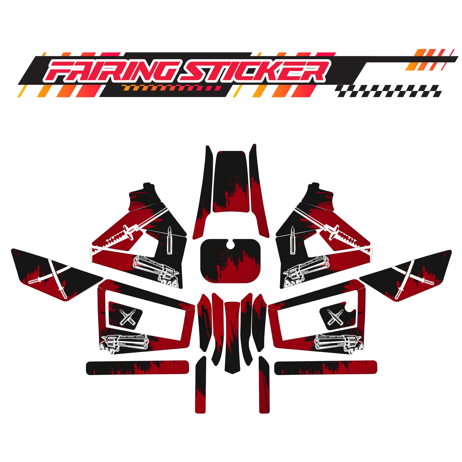 Graphic Kit Decals Fairing Sticker Custom Number For Razor MX350 MX400 (2021 or beyond) - LH016 Black Red Warrior