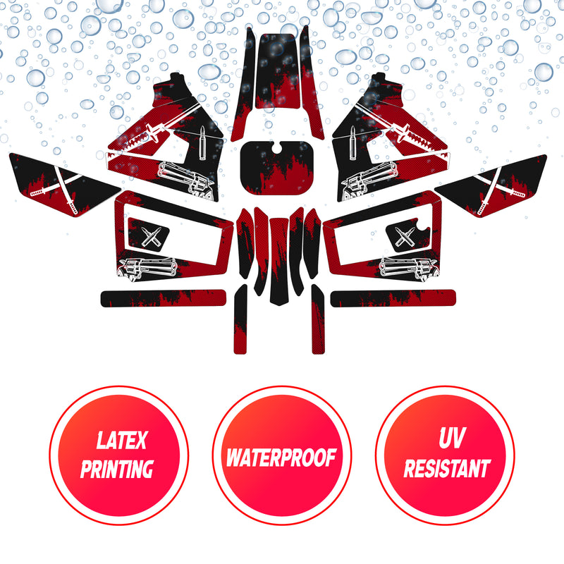 Graphic Kit Decals Fairing Sticker Custom Number For Razor MX350 MX400 (2021 or beyond) - LH016 Black Red Warrior