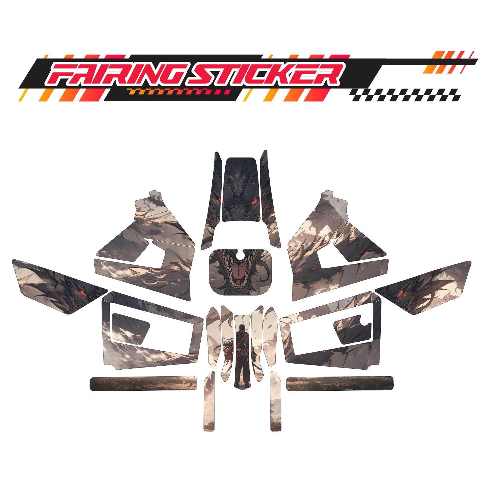 Graphic Kit Decals Fairing Sticker Custom Number For Razor MX350 MX400 (2021 or beyond) - LH017 Grey Dragon Man