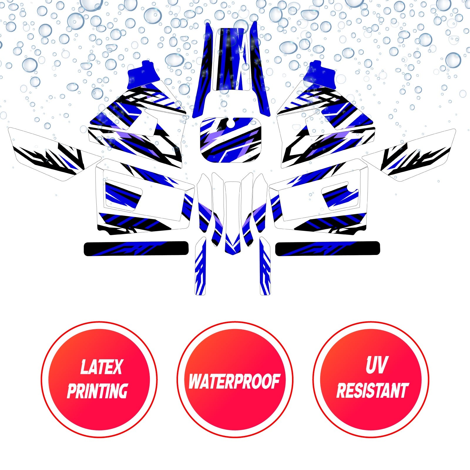 Graphic Kit Decals Fairing Sticker Custom Number For Razor MX350 MX400 (2021 or beyond) - LH018 Blue Purple Stripe