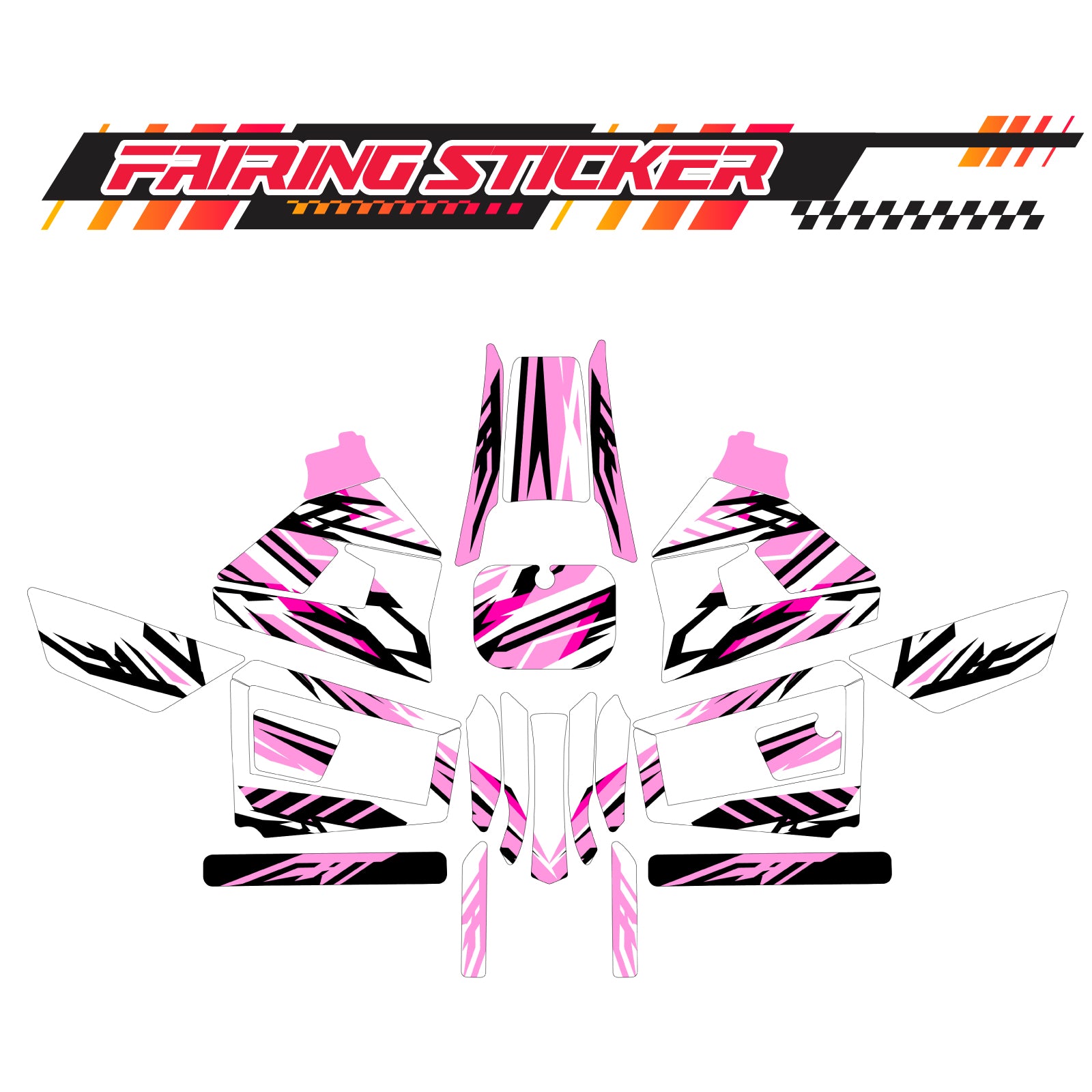 Graphic Kit Decals Fairing Sticker Custom Number For Razor MX350 MX400 (2021 or beyond) - LH019 Pink Black Stripe