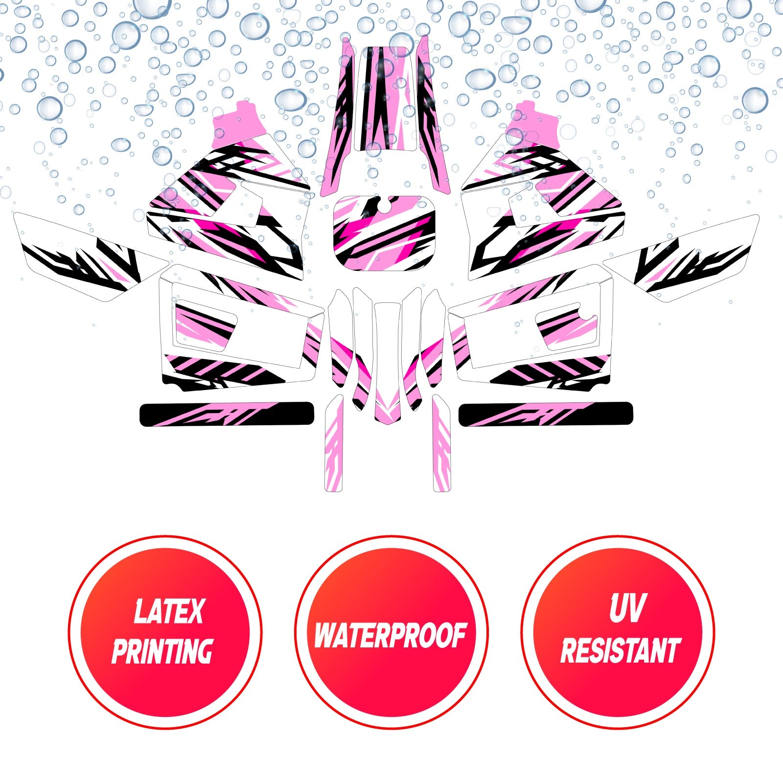 Graphic Kit Decals Fairing Sticker Custom Number For Razor MX350 MX400 (2021 or beyond) - LH019 Pink Black Stripe
