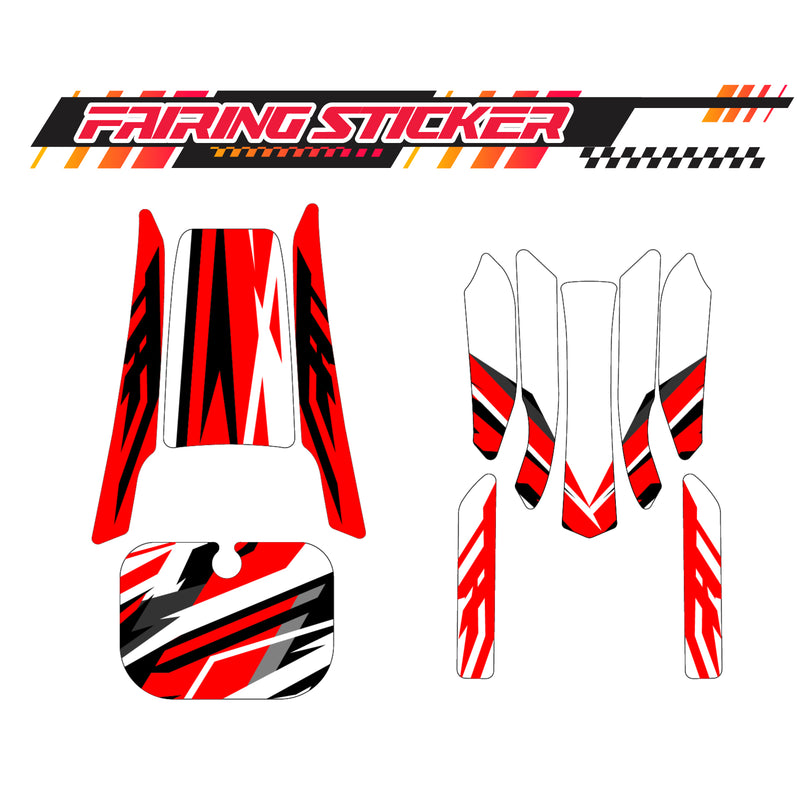 Graphic Kit Decals Fairing Sticker Custom Number For Razor MX350 MX400 (2021 or beyond) - LH020 Red Black Stripe
