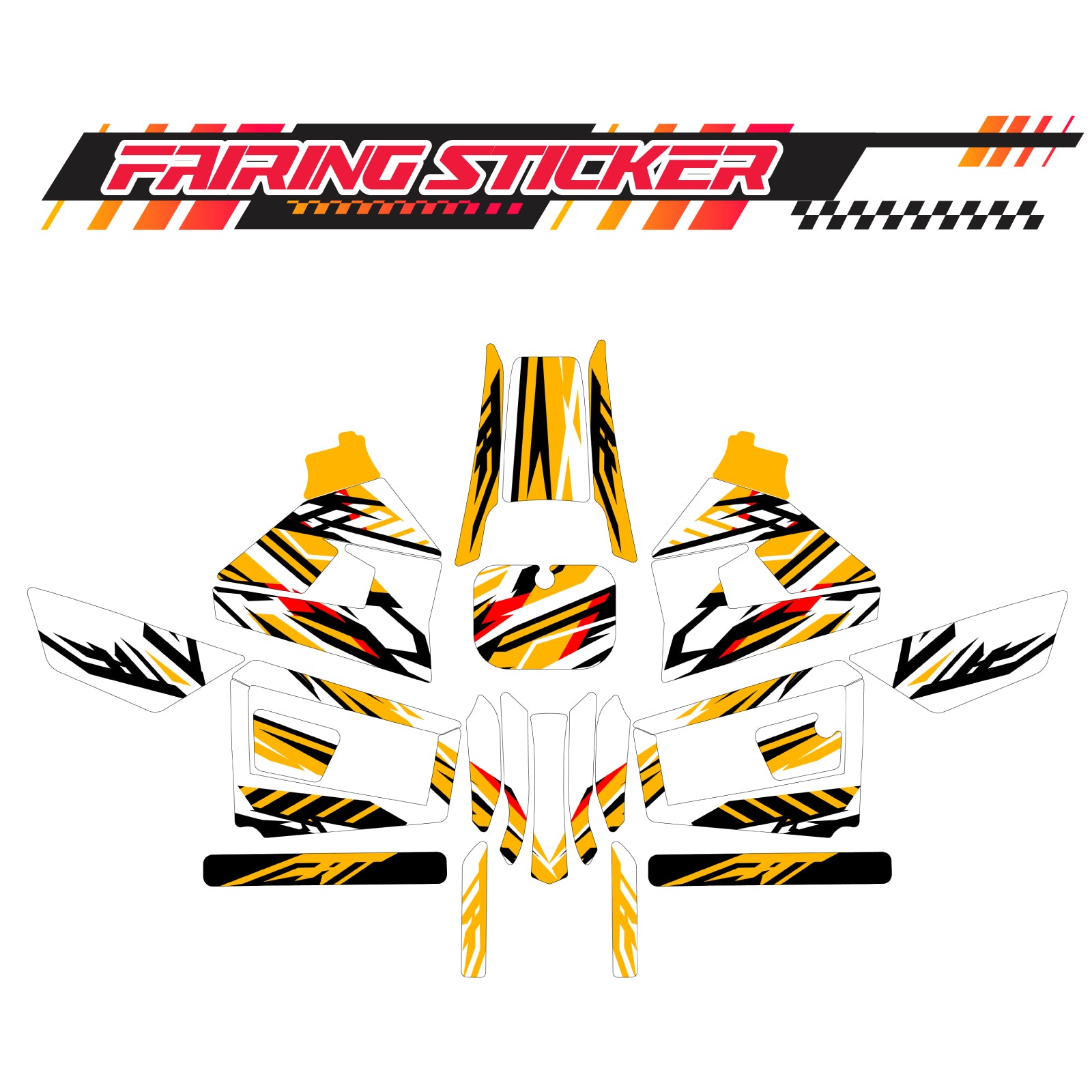 Graphic Kit Decals Fairing Sticker Custom Number For Razor MX350 MX400 (2021 or beyond) - LH021 Orange Black Stripe