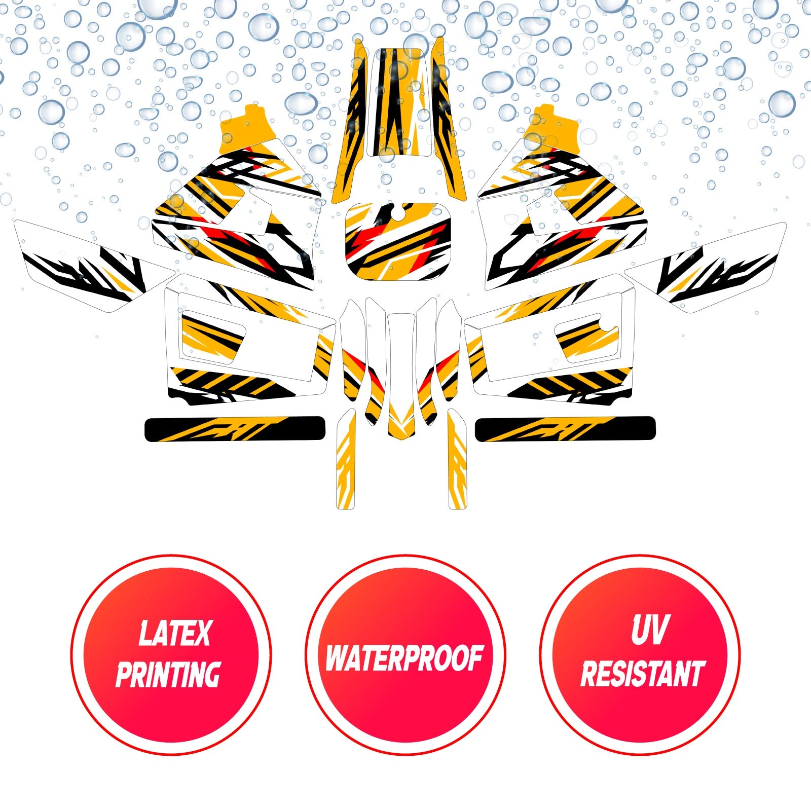 Graphic Kit Decals Fairing Sticker Custom Number For Razor MX350 MX400 (2021 or beyond) - LH021 Orange Black Stripe