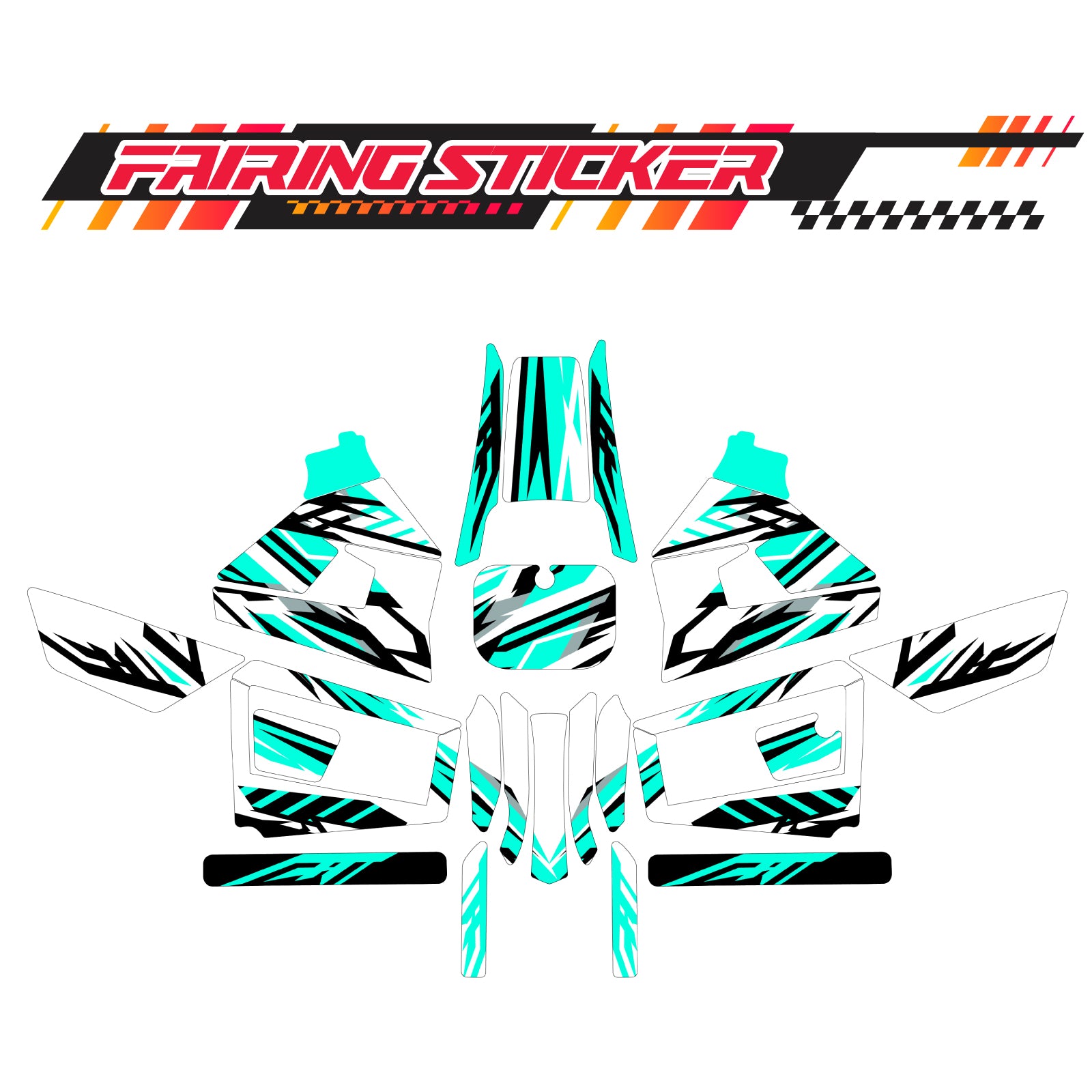 Graphic Kit Decals Fairing Sticker Custom Number For Razor MX350 MX400 (2021 or beyond) - LH023 Sea Green Black Stripe