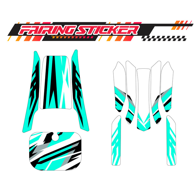 Graphic Kit Decals Fairing Sticker Custom Number For Razor MX350 MX400 (2021 or beyond) - LH023 Sea Green Black Stripe