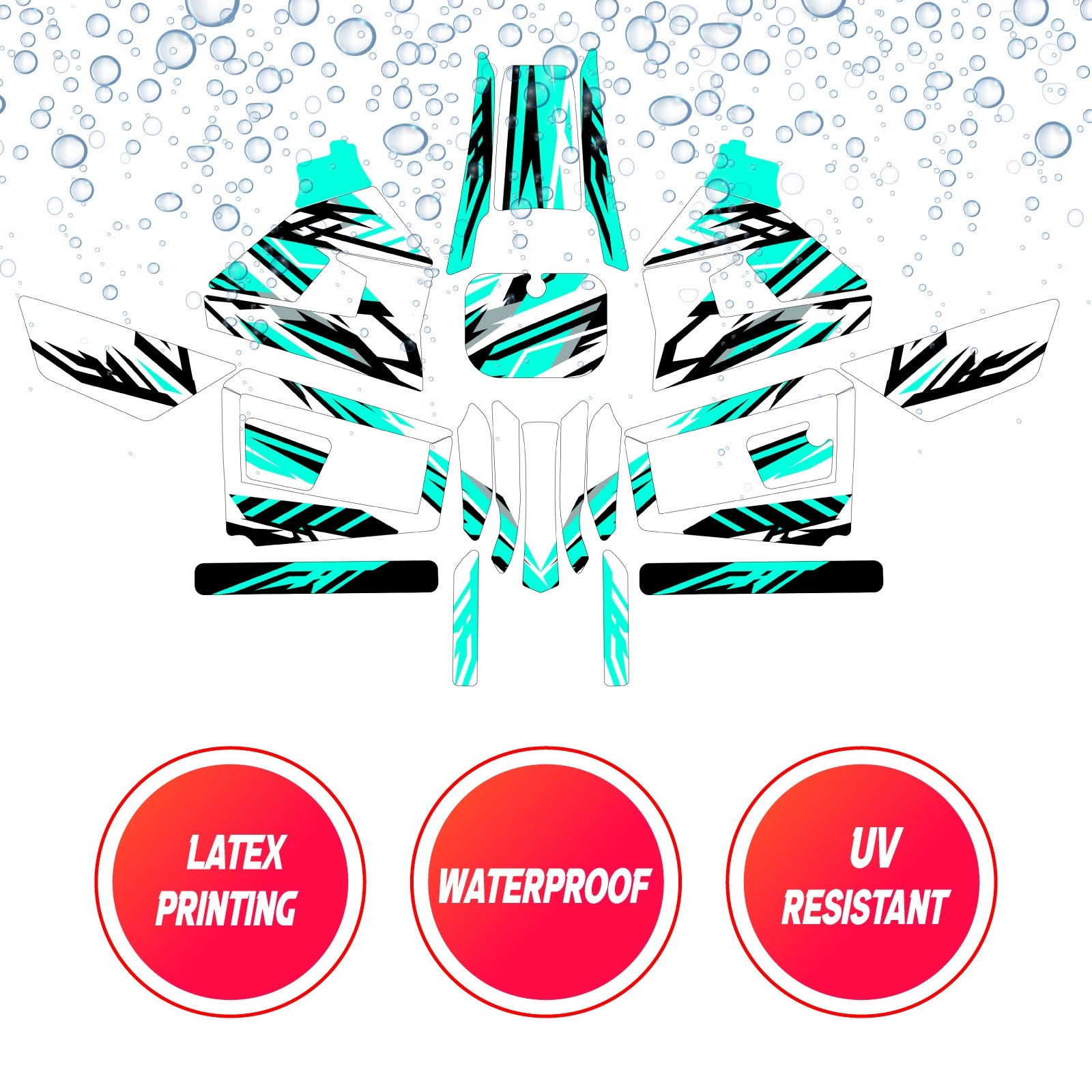 Graphic Kit Decals Fairing Sticker Custom Number For Razor MX350 MX400 (2021 or beyond) - LH023 Sea Green Black Stripe