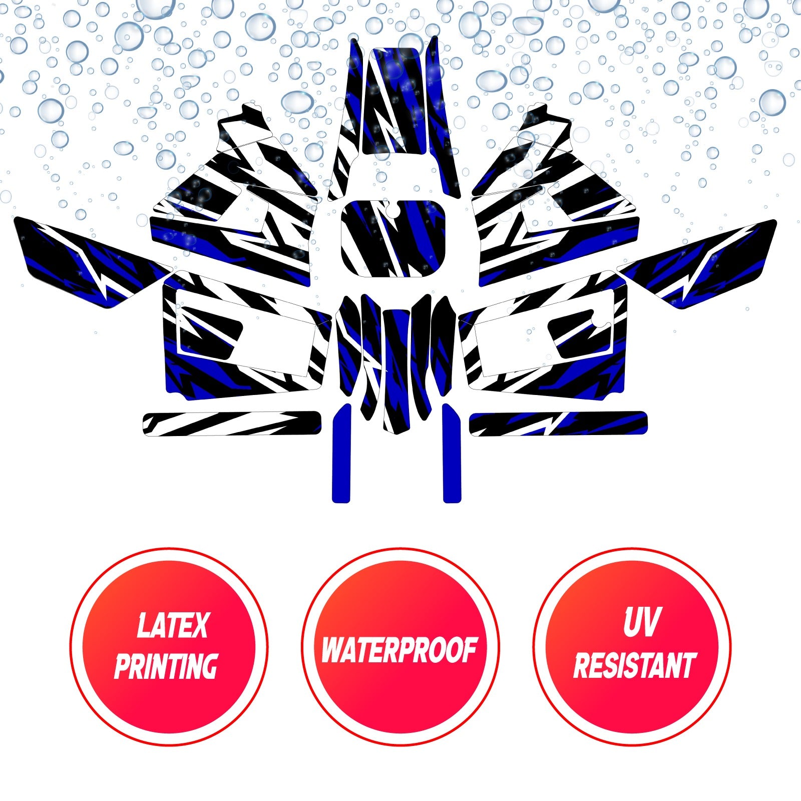 Graphic Kit Decals Fairing Sticker Custom Number For Razor MX350 MX400 (2021 or beyond) - LH029 Blue Black White Burst