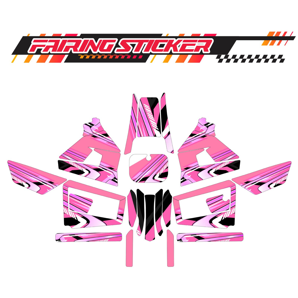 Graphic Kit Decals Fairing Sticker Custom Number For Razor MX350 MX400 (2021 or beyond) - LH032 Pink Black Dynamic Lines - MC Motoparts