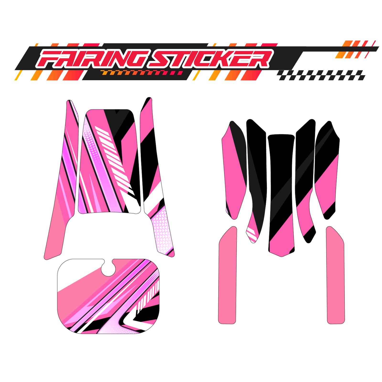 Graphic Kit Decals Fairing Sticker Custom Number For Razor MX350 MX400 (2021 or beyond) - LH032 Pink Black Dynamic Lines
