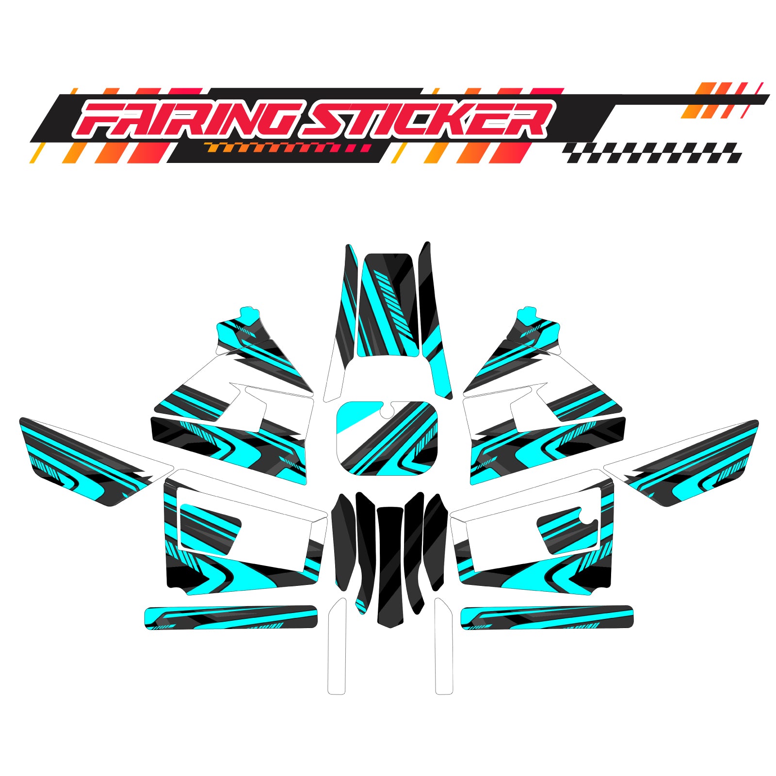 Graphic Kit Decals Fairing Sticker Custom Number For Razor MX350 MX400 (2021 or beyond) - LH033 Sea Green Black Dynamic Lines